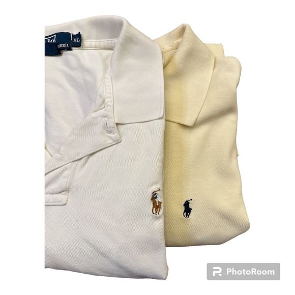 Polo Ralph Lauren Vintage Mens Polo Shirt Bundle Size XL White & Light Yellow - Picture 1 of 8